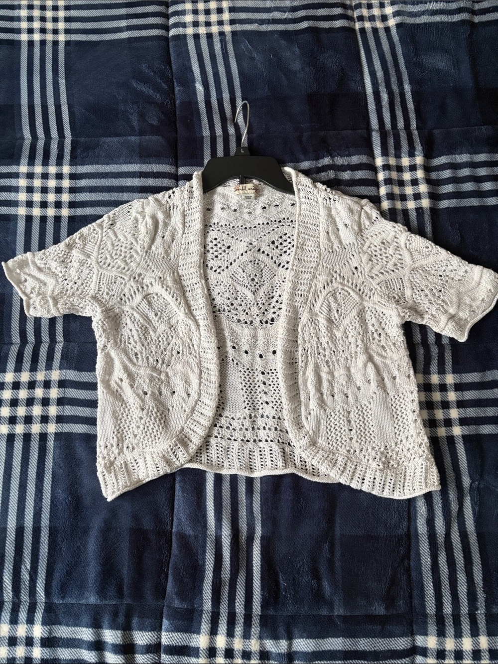 World Unity - Lightweight White Crochet Open-Front Women's Sweater